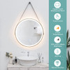 24 Inch Round Wall-mounted Mirror with 3 Color LED Lights and Anti-Fog Function