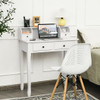 Writing Desk 2-Tier Vanity Desk Computer Desk with 4 Drawers-Pink