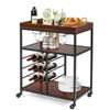 3 Tiers Storage Bar Serving Cart with Wine Rack