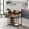 3 Tiers Storage Bar Serving Cart with Wine Rack