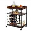 3 Tiers Storage Bar Serving Cart with Wine Rack