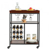 3 Tiers Storage Bar Serving Cart with Wine Rack