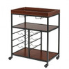 3 Tiers Storage Bar Serving Cart with Wine Rack