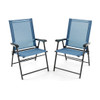 2 Set of Patio Dining Chair with Armrests and Metal Frame-Light Green