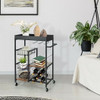 Kitchen Island Cart on Wheels with Removable Top and Wine Rack-Rustic Brown
