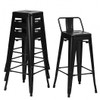 30 Inch Set of 4 Metal Counter Height Barstools with Low Back and Rubber Feet-Gun