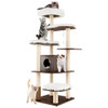 7-Layer Wooden Cat Tree Tall Cat Tower with Sisal Posts and Condo-Natural