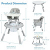 6-in-1 Baby High Chair Infant Activity Center with Height Adjustment-Gray