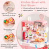 Kids Play Kitchen Toy with Stove Sink Oven with Light and Sound-Pink