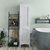 Tall Bathroom Floor Cabinet with Shutter Doors and Adjustable Shelf-White