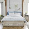 Queen Farmhome Platform Bed with Storage Drawers in Off-White Wood Finish