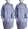 Disposable Lab Coats. Pack of 10 Navy Blue Polypropylene 30 gsm Protective Gowns Large; 38" Long. S