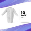 Disposable Gowns Large. Pack of 10 Adult Surgical Gowns. 35 gsm Polypropylene Lab Coat Disposable C