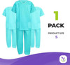 Disposable Uniform Suit Set. Teal SMS Shirts and Pants 42 GSM. Anti-Static Small Shirts with V-Neck