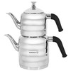 Korkmaz Mina Midi Stainless Steel 0.8 Liter Tea Pot and 1.6 Liter Kettle Set