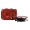Gibson Elite Soho Lounge 7.5" Soft Square Dessert Plates in Red, Set of 8