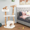Solid Wood Cat Tower with Top Cattail Basket Cat Bed for Indoor Cats-White