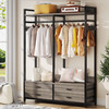 Modern Grey Black Garment Rack with Clothes Hanging Rod and 4 Storage Drawers