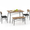 Modern 4-Piece Dining Set with Wood Top Table 2 Chairs and Bench