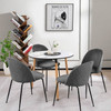 Set of 2 Modern Grey Velvet Upholstered Dining Chair with Metal Legs