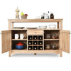 Wood Sideboard Dining Buffet Server Cabinet with Wine Rack and Storage Shelf