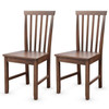 Set of 2 Solid Wood Armless Mission Style Dining Chairs in Walnut Brown Finish