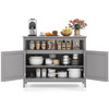 Grey Wood 2-Door Dining Buffet Sideboard Cabinet with Open Storage Shelf