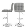 Set of 2 Modern Adjustable Height Barstools w/ Comfortable Grey PU Leather Seat