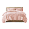 King/CAL King Pink Blush Soft Sherpa Faux Fur 3-Piece Comforter Set with Shams