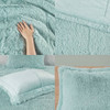 King/CAL King Soft Sherpa Faux Fur 3-Piece Comforter Set in Light Teal Blue