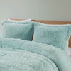King/CAL King Soft Sherpa Faux Fur 3-Piece Comforter Set in Light Teal Blue
