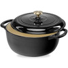 6 Quart Large Black Enamel Cast-Iron Dutch Oven Kitchen Cookware