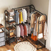 Corner L-Shaped Garment Rack with Clothing Hanging Rods and Storage Shelves