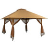 Brown 13 x 13 Ft Pop-Up Gazebo Outdoor Canopy w/ Mesh Mosquito Netting Sidewalls