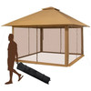 Brown 13 x 13 Ft Pop-Up Gazebo Outdoor Canopy w/ Mesh Mosquito Netting Sidewalls