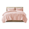 Full/Queen Pink Blush Soft Sherpa Faux Fur 3-Piece Comforter Set