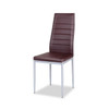 Set of 4 Modern High Back Brown PVC Leather Dining Chairs with Metal Legs
