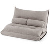 Modern Adjustable Floor Lounger Chair Sofa Bed with 2 Pillows in Grey