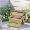 3-Tier Outdoor Fir Wood Elevated Planter Herb Flower Box Raised Garden Bed