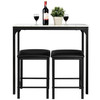 Modern 3-Piece Dining Set White Faux Marble Table-Top and 2 Black Chairs Stools