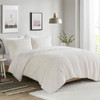 Twin/Twin XL size Reversible Soft Sherpa Faux Fur 2-Piece Comforter Set in Ivory