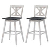 Set of 2 White Wood 29-in Modern Kitchen Dining Farmhouse Swivel Seat Barstools