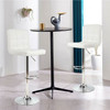 Set of 2 Modern Adjustable Height Bar Stool with White PU Leather Swivel Seat