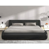 Queen Modern Black Faux Leather Upholstered Platform Bed Frame with Headboard