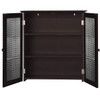 Bathroom Wall Cabinet with Two Glass Doors in Dark Espresso