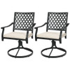 2 Pieces Patio 360?° Swivel Dining Chairs with Rocker and Cushioned Armrest-Beige