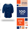 Disposable Lab Jackets 32" Long. Pack of 100 True Blue Hip-Length Work Gowns X-Large. SMS 50 gsm Sh