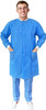 Disposable Lab Coats 44 inch Long. Pk of 100 Medical Blue Work Gowns Large. SMS 40 gsm PPE Clothing