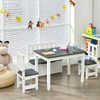 4 Pieces Kids Wooden Activity Table and Chairs Set with Storage Bench and Study Desk-Gray