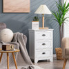 3 Drawers End Storage Wood Side Nightstand-Black